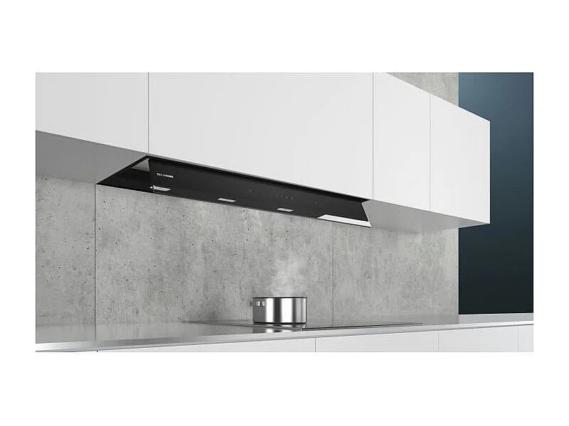 Hotte décor murale avec finition en verre SIEMENS - LJ97BAM60 - L87,7cm/P29,8cm/34cm - Noir