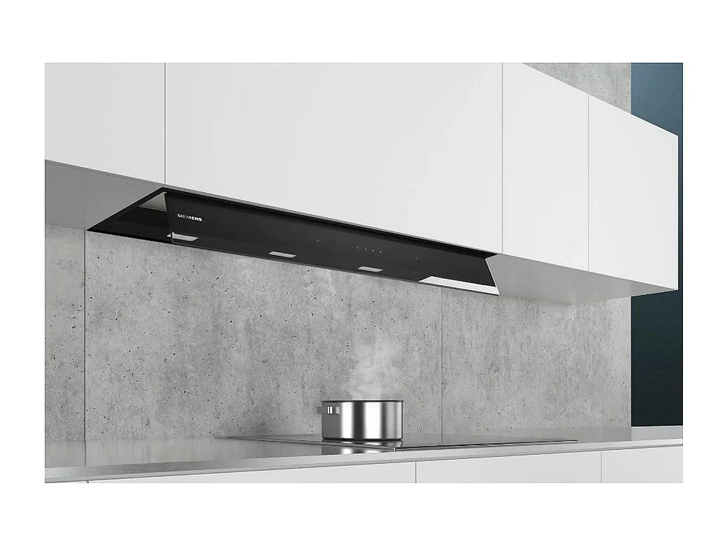 Hotte décor murale avec finition en verre SIEMENS - LJ97BAM60 - L87,7cm/P29,8cm/34cm - Noir