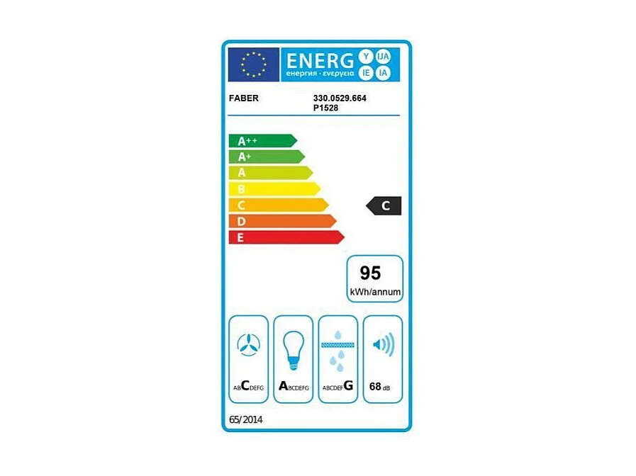 Hotte verticale inclinée TWEET 550mm verre noir - classe C - débit max  FABER - 5476140