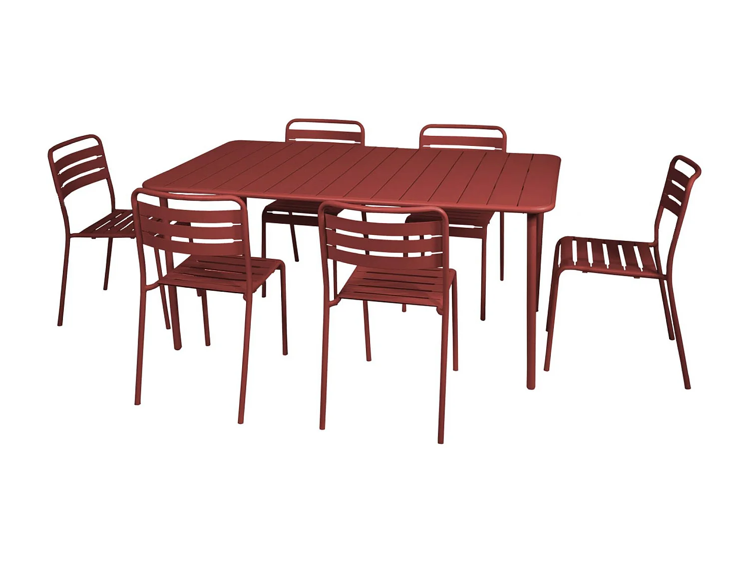 Table de jardin métal + 6 assises terre de sienne Amélia