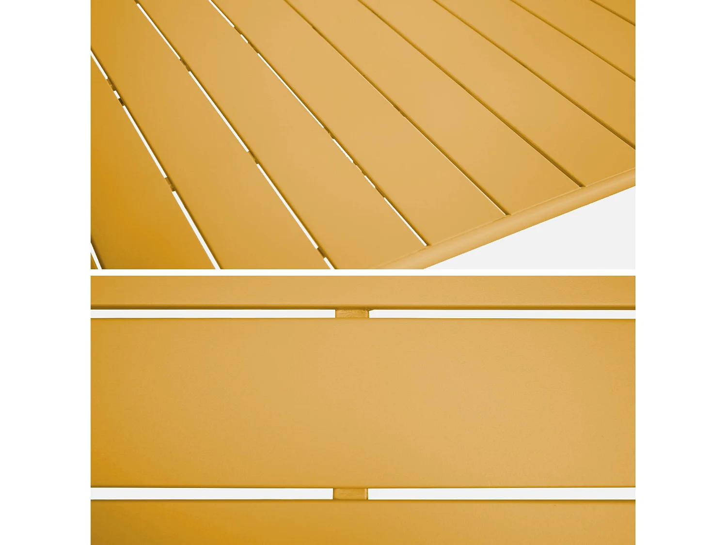 Set mesa de jardín bistró de acero con 6 sillas, 160cm ocre