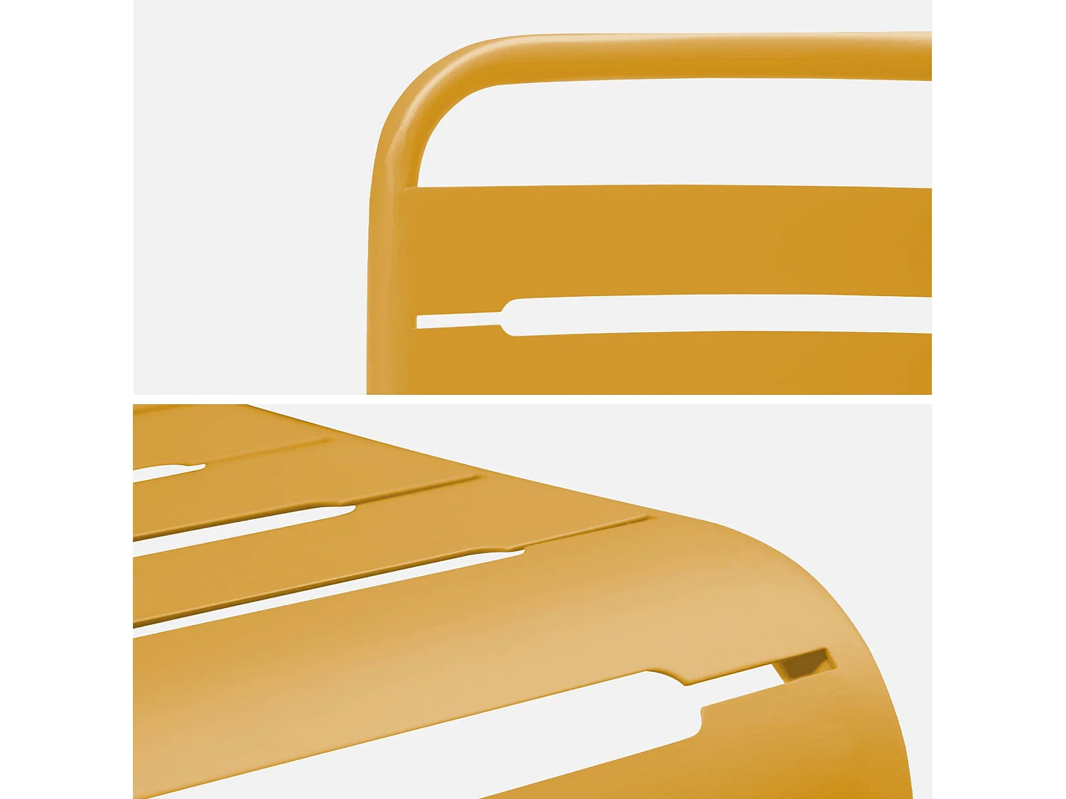 Set mesa de jardín bistró de acero con 6 sillas, 160cm ocre