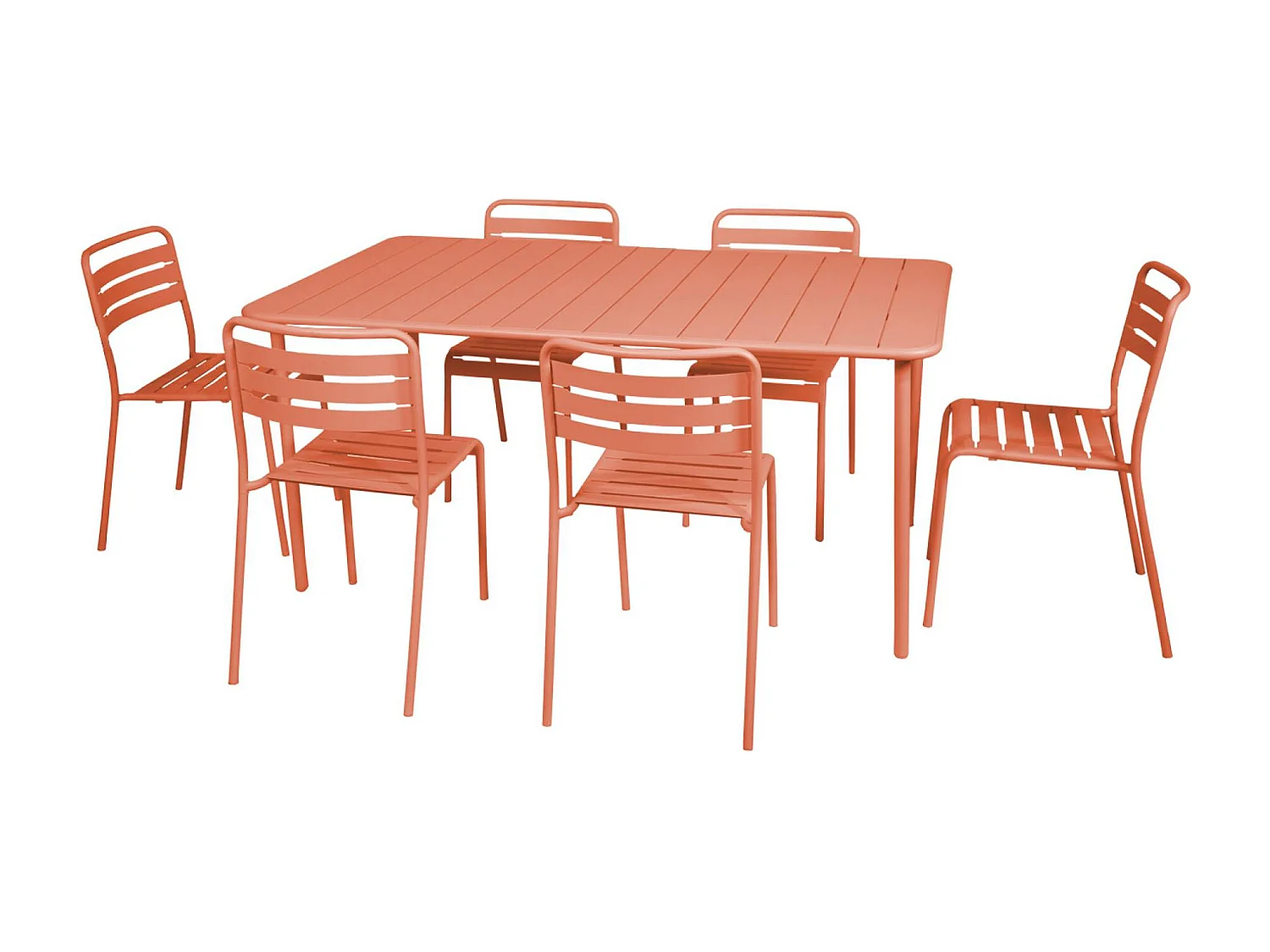 Table de jardin métal + 6 assises tomette Amélia