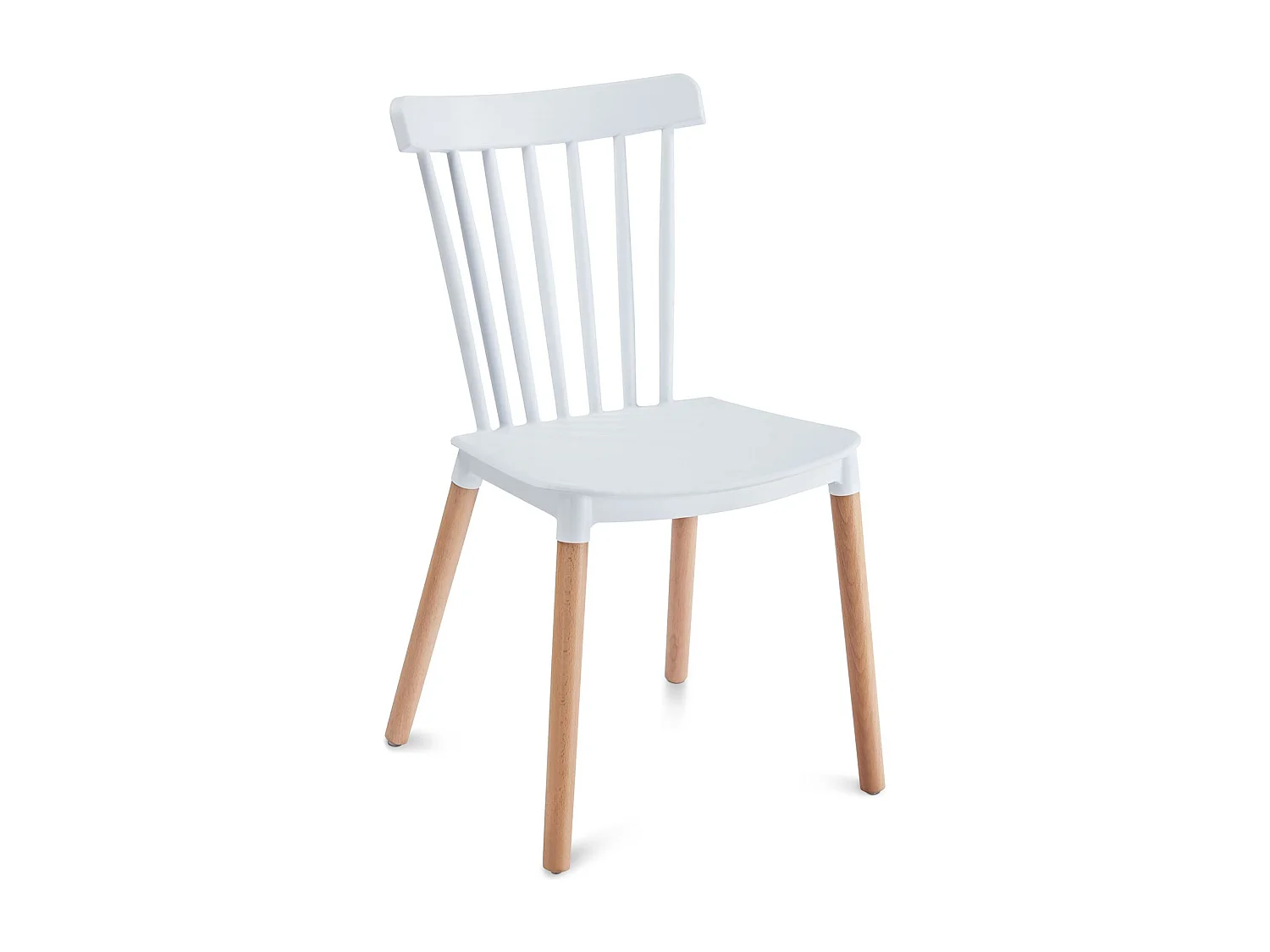 Lot de 4 chaises RAVI de salle à manger design, Blanc, Design scandinave avec assise confortable, Pieds en hêtre massif