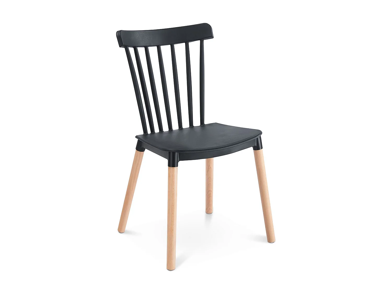 Lot de 4 chaises RAVI de salle à manger design, Noir, Design scandinave avec assise confortable, Pieds en hêtre massif