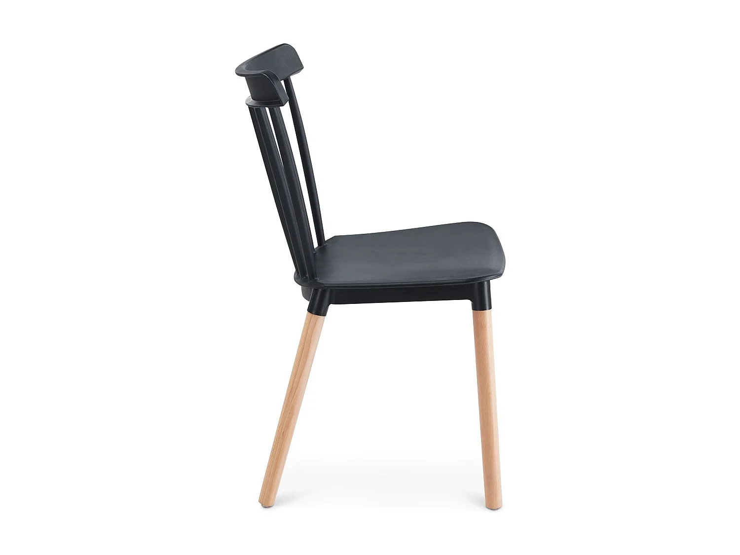 Lot de 4 chaises RAVI de salle à manger design, Noir, Design scandinave avec assise confortable, Pieds en hêtre massif