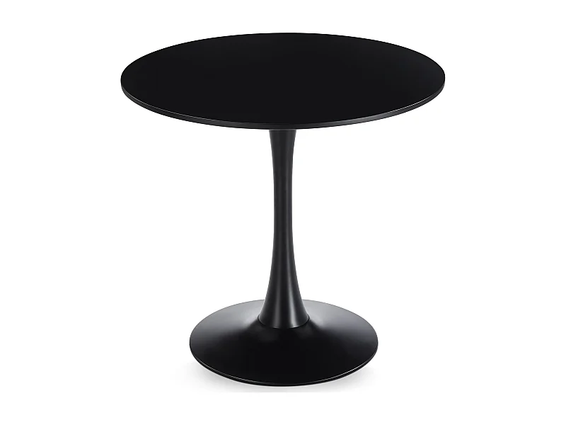 Table à Manger ronde LOIRE Ø 80 cm, Noir, Design Moderne pour Salle à Manger, Pour 2 à 3 personnes,