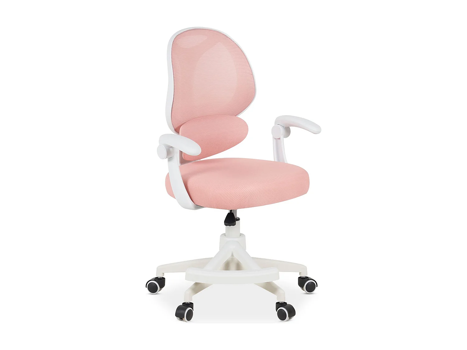 Chaise de Bureau pour Enfant ISLA Rose Pivotante avec Repose-Pied et Accoudoirs, Assise Rembourrée et Réglable