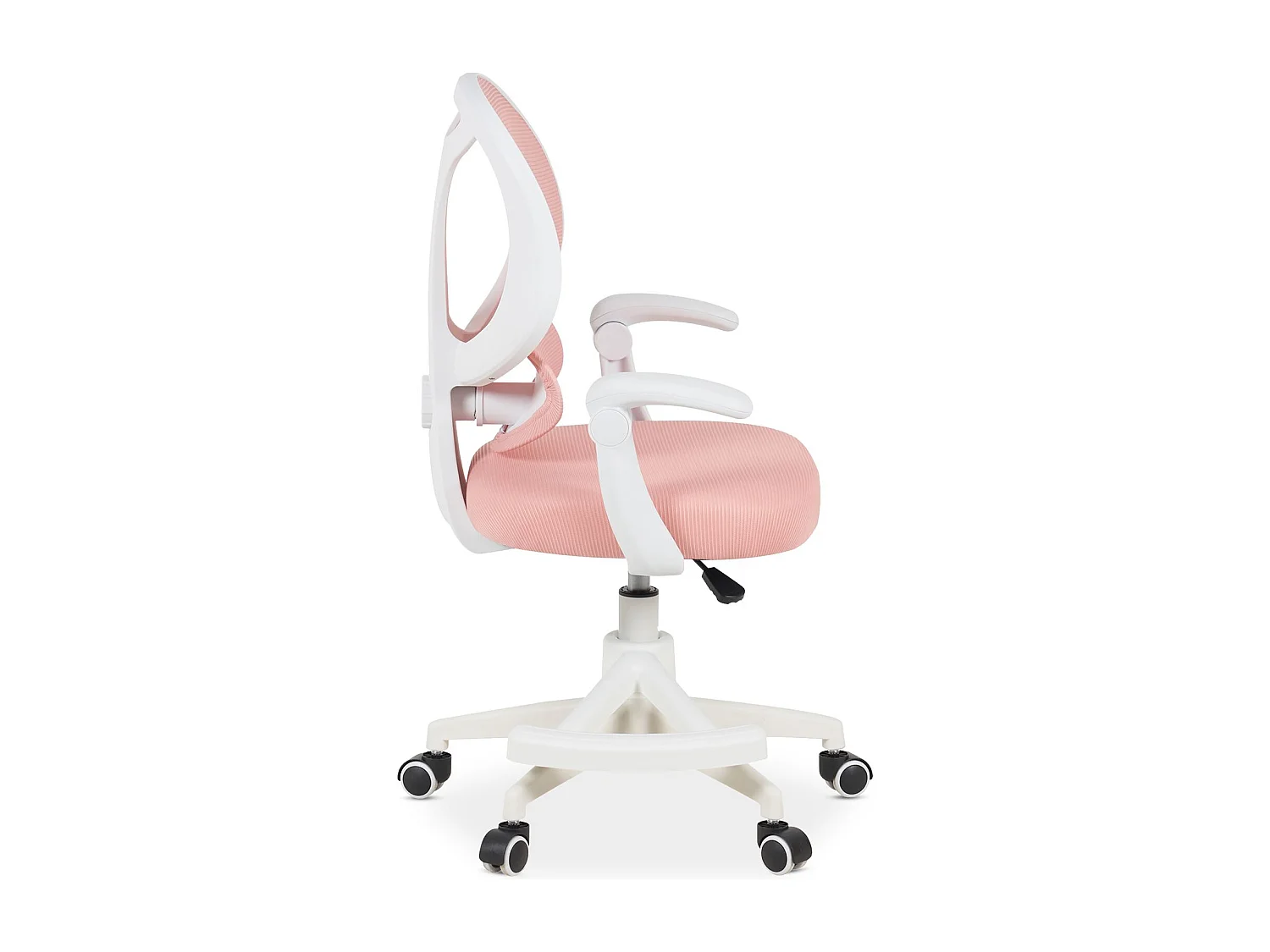 Chaise de Bureau pour Enfant ISLA Rose Pivotante avec Repose-Pied et Accoudoirs, Assise Rembourrée et Réglable