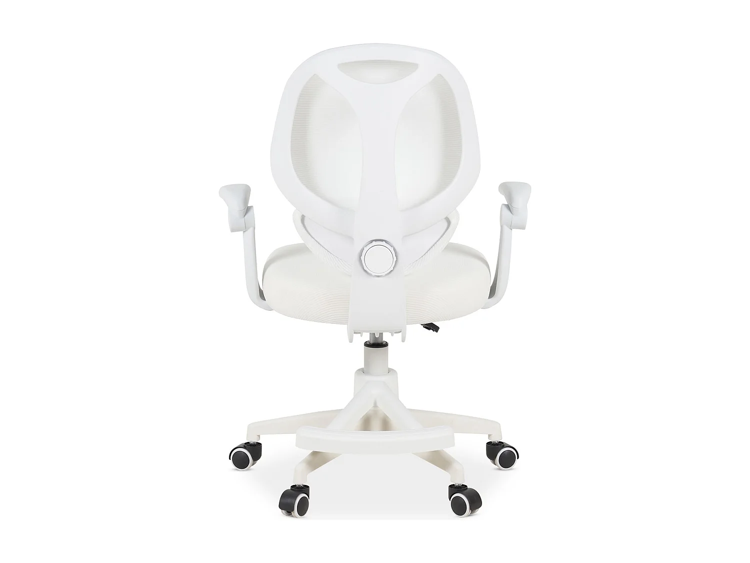 Chaise de Bureau pour Enfant ISLA Blanche Pivotante avec Repose-Pied et Accoudoirs, Assise Rembourrée et Réglable