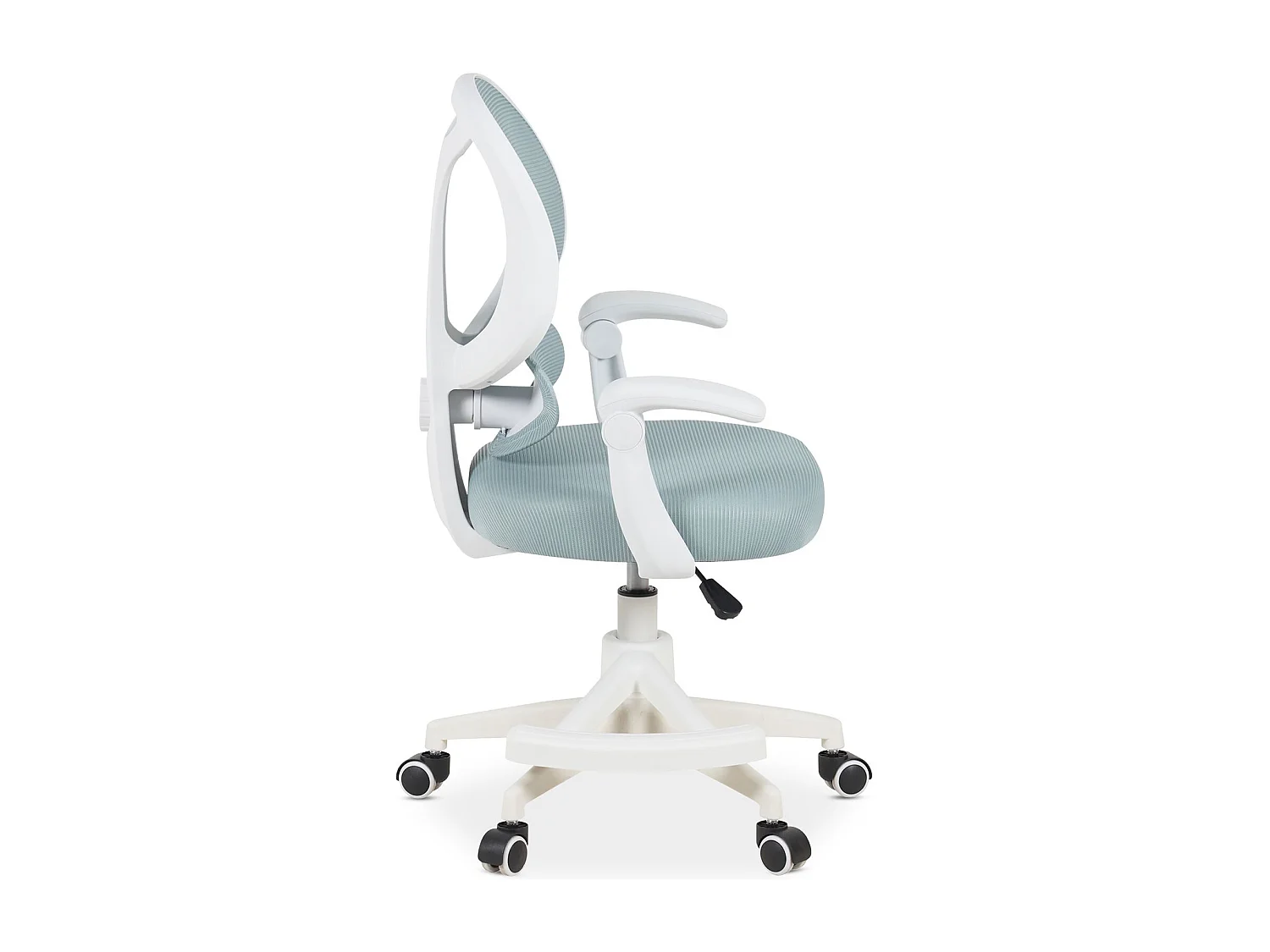 Chaise de Bureau pour Enfant ISLA Verte Pivotante avec Repose-Pied et Accoudoirs, Assise Rembourrée et Réglable