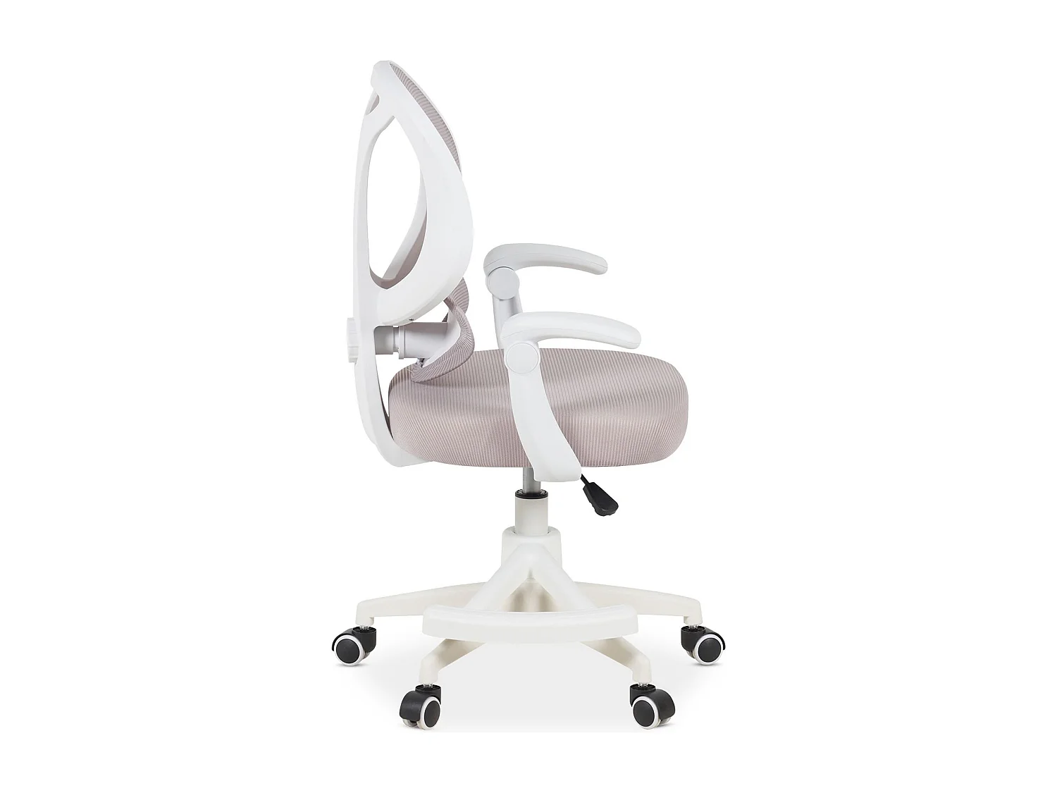 Chaise de Bureau pour Enfant ISLA Grise Pivotante avec Repose-Pied et Accoudoirs, Assise Rembourrée et Réglable