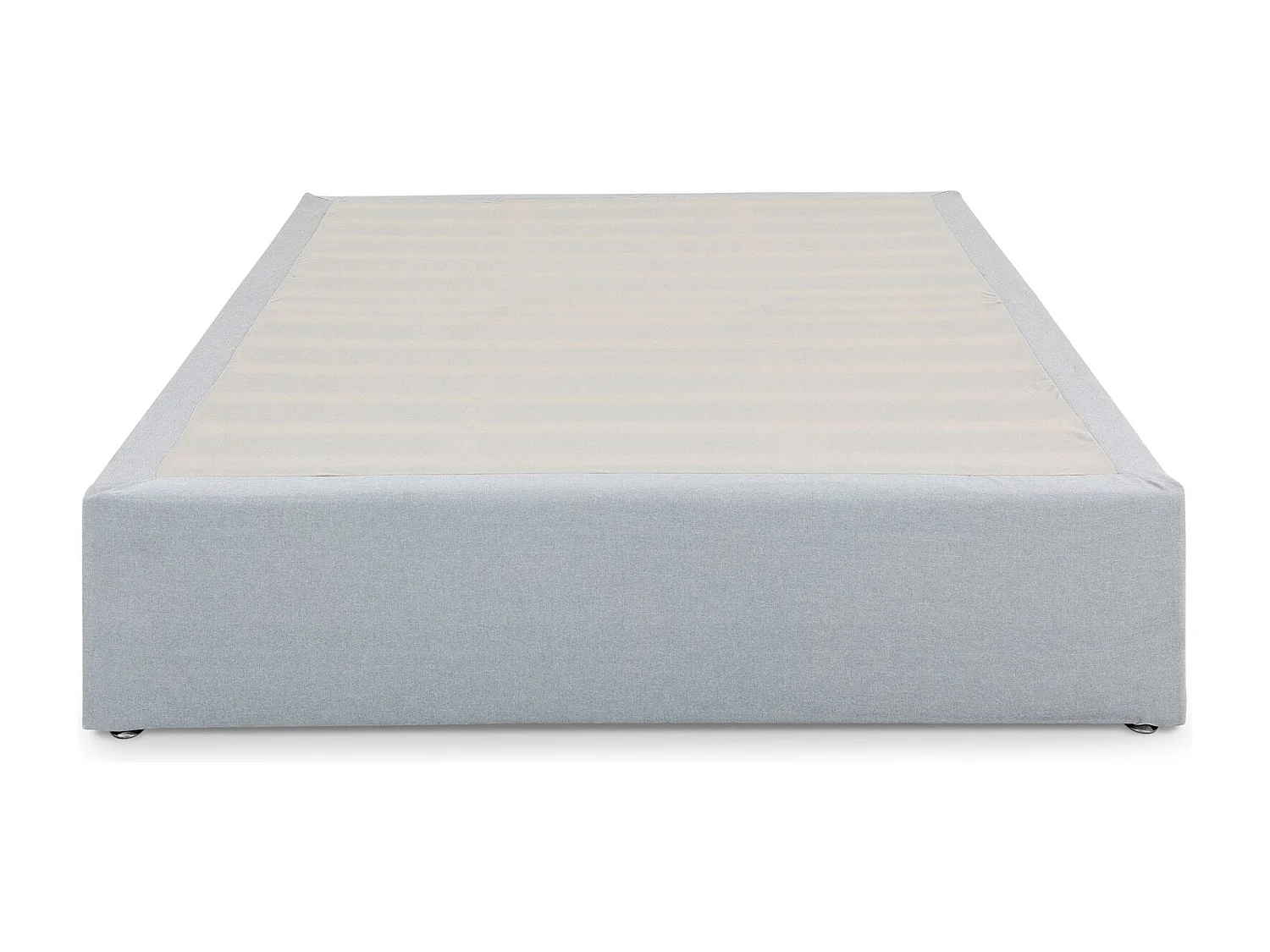 Sommier tapissier MAYA 160 x 200 cm structure en bois et revêtement en tissu gris, cadre de lit queen size avec pieds