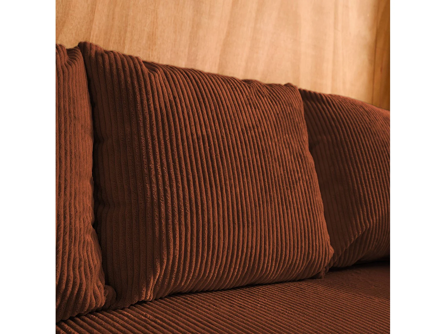 Canapé d'angle convertible réversible 3 places velours côtelé brique avec coffre de rangement - Almo