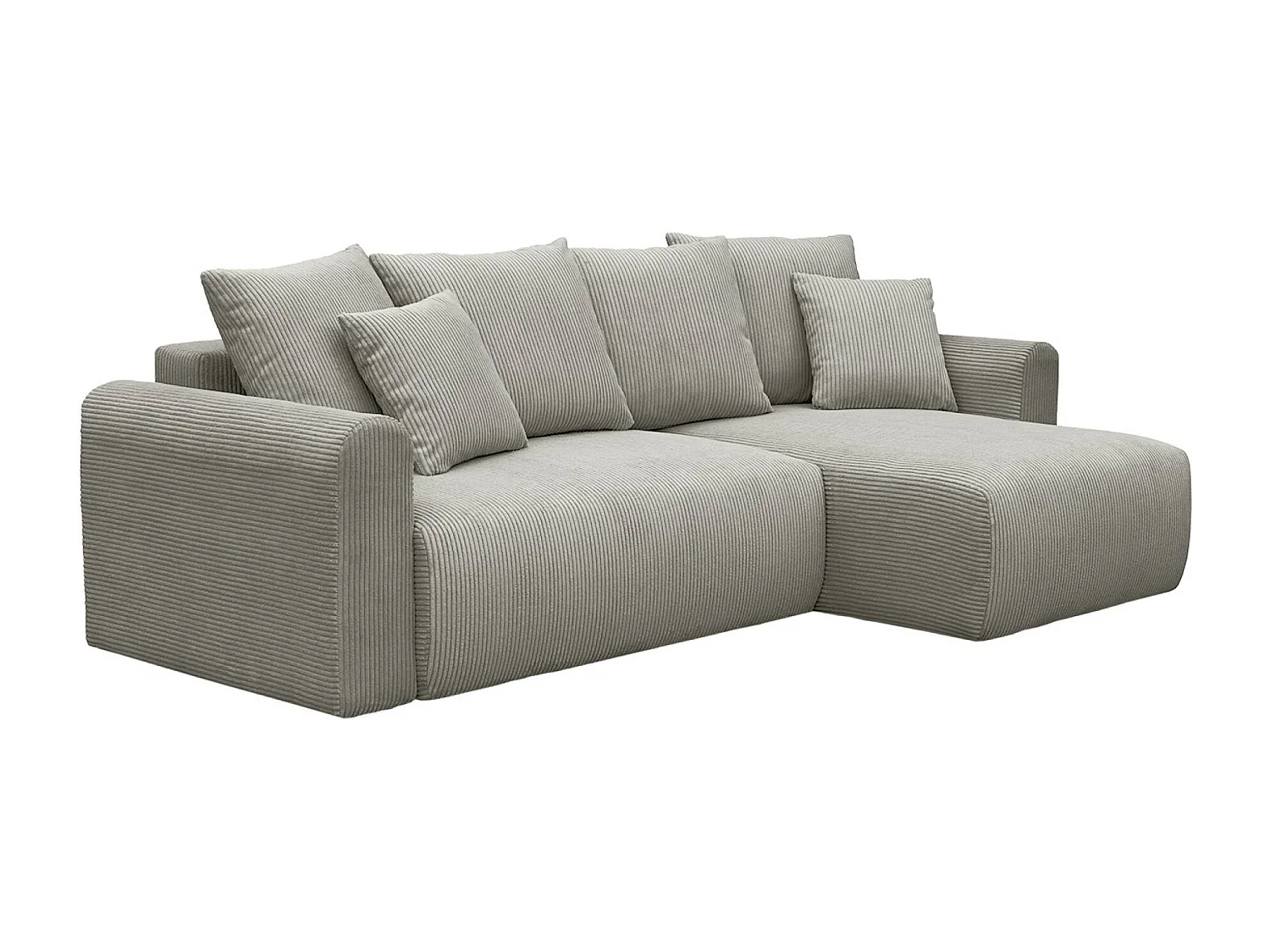 Divano letto angolare reversibile in velluto a coste, 3 posti, grigio