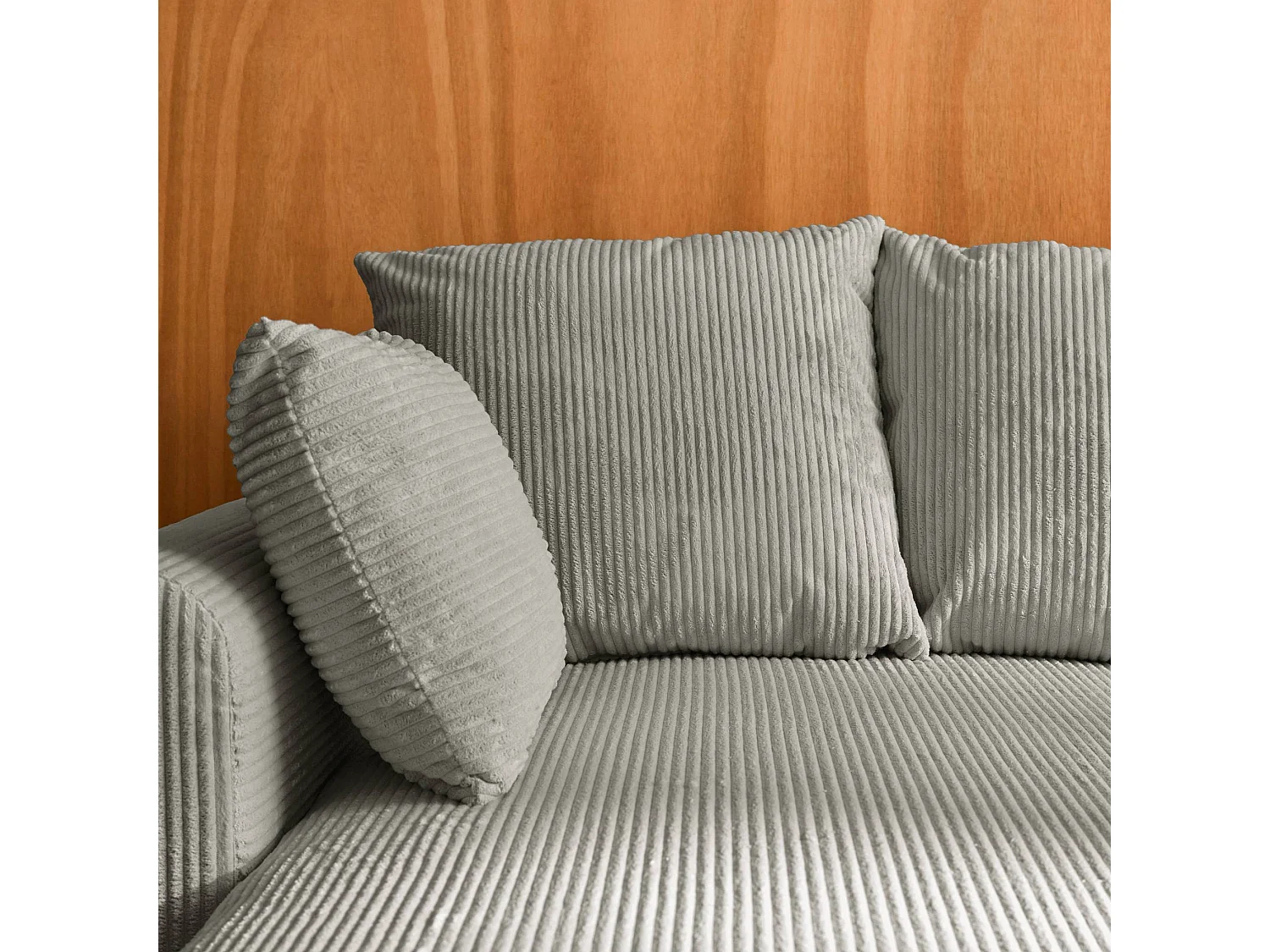 Divano letto angolare reversibile in velluto a coste, 3 posti, grigio