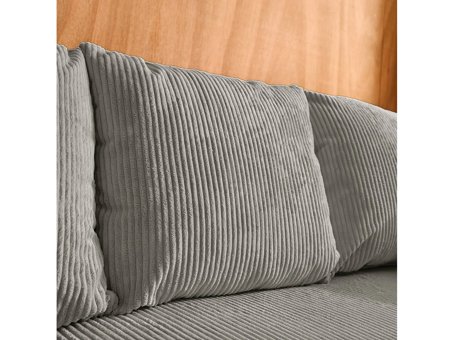 Divano letto angolare reversibile in velluto a coste, 3 posti, grigio