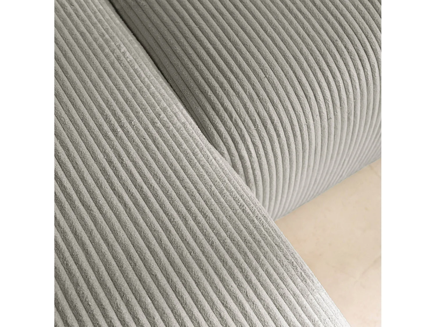 Divano letto angolare reversibile in velluto a coste, 3 posti, grigio