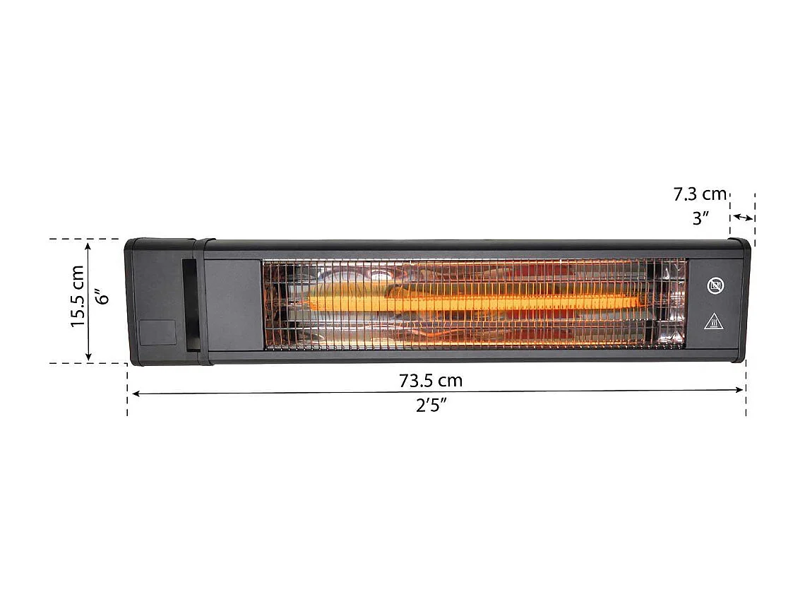 Chauffage extérieur en aluminium et fibre de carbone 1800 W