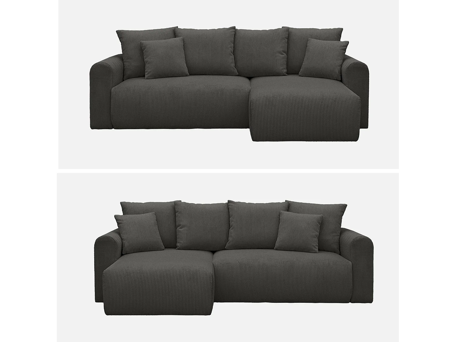 Divano letto angolare reversibile in velluto a coste, 3 posti,