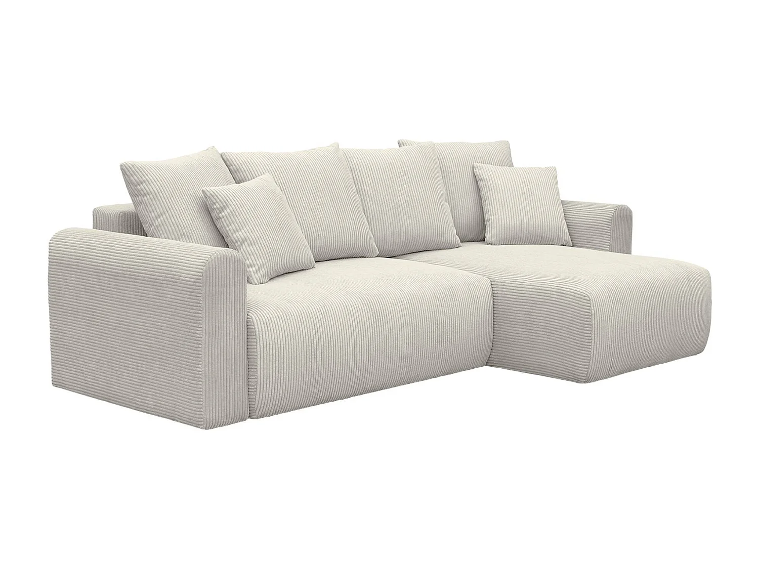 Divano letto angolare reversibile in velluto a coste, 3 posti, grigio