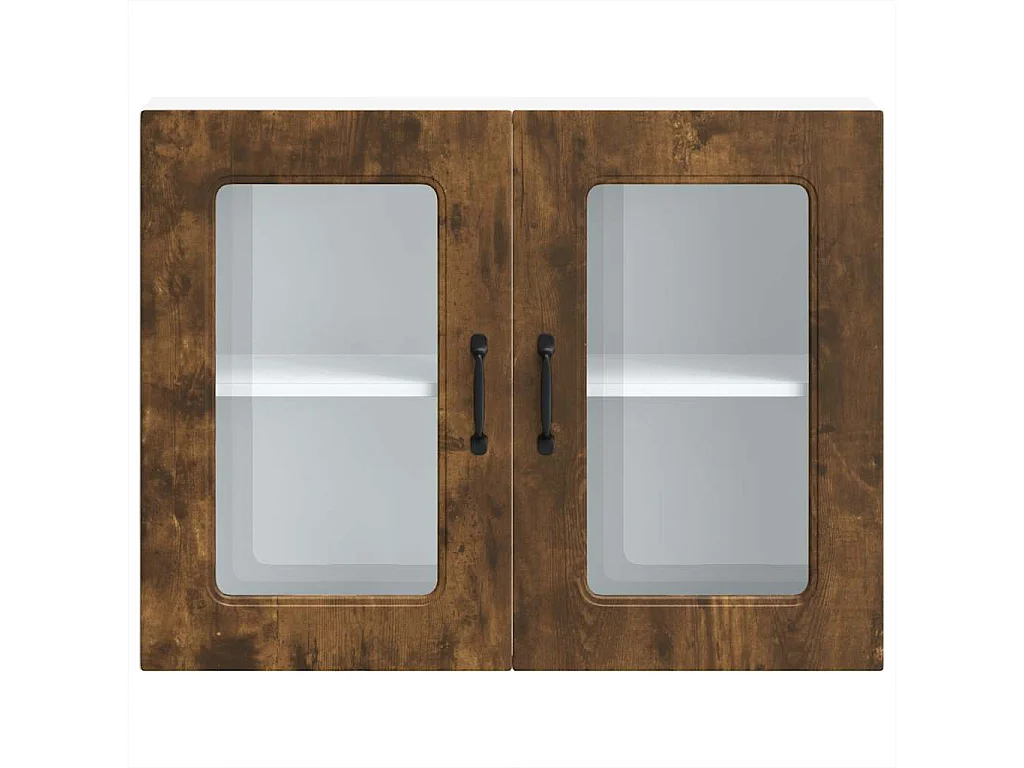 Meuble murale de cuisine avec porte vitrée Chêne fumé Bois d'ingénierie