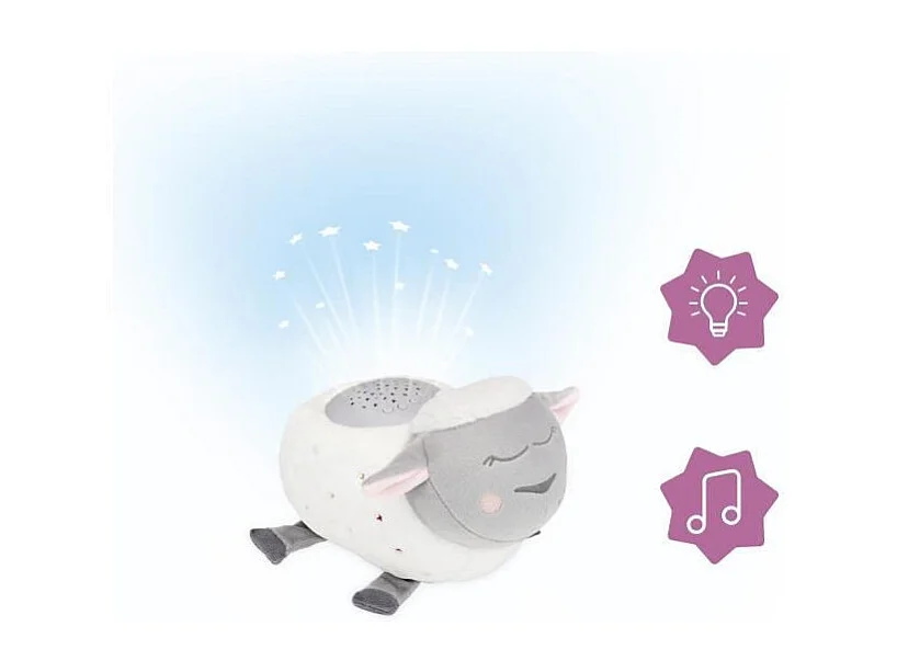 Veilleuse Mouton Peluche - Projection d'étoiles & Berceuses