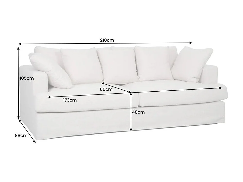 Canapé droit KALIA – Tissu blanc mat – 4 places – Confort généreux contemporain