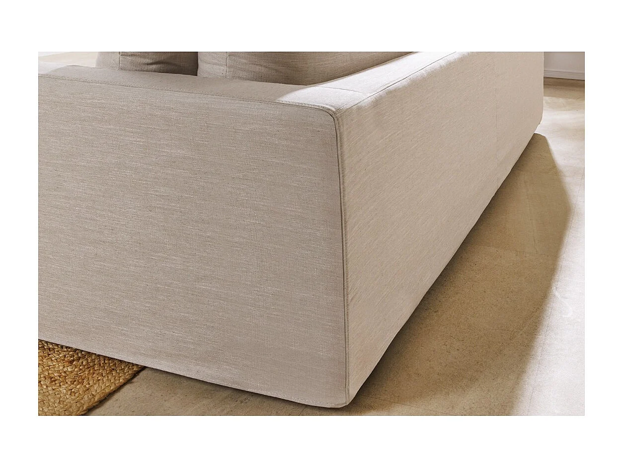 Canapé droit KALIA – Tissu blanc mat – 4 places – Confort généreux contemporain