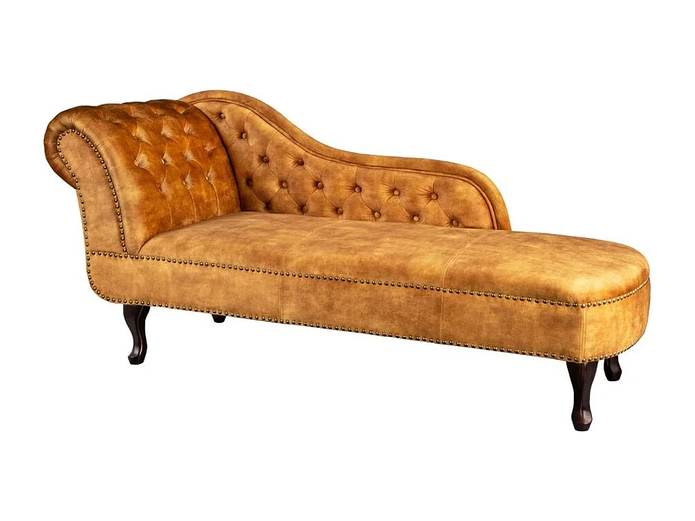 Méridienne EDGAR – Jaune moutarde – Velours style baroque