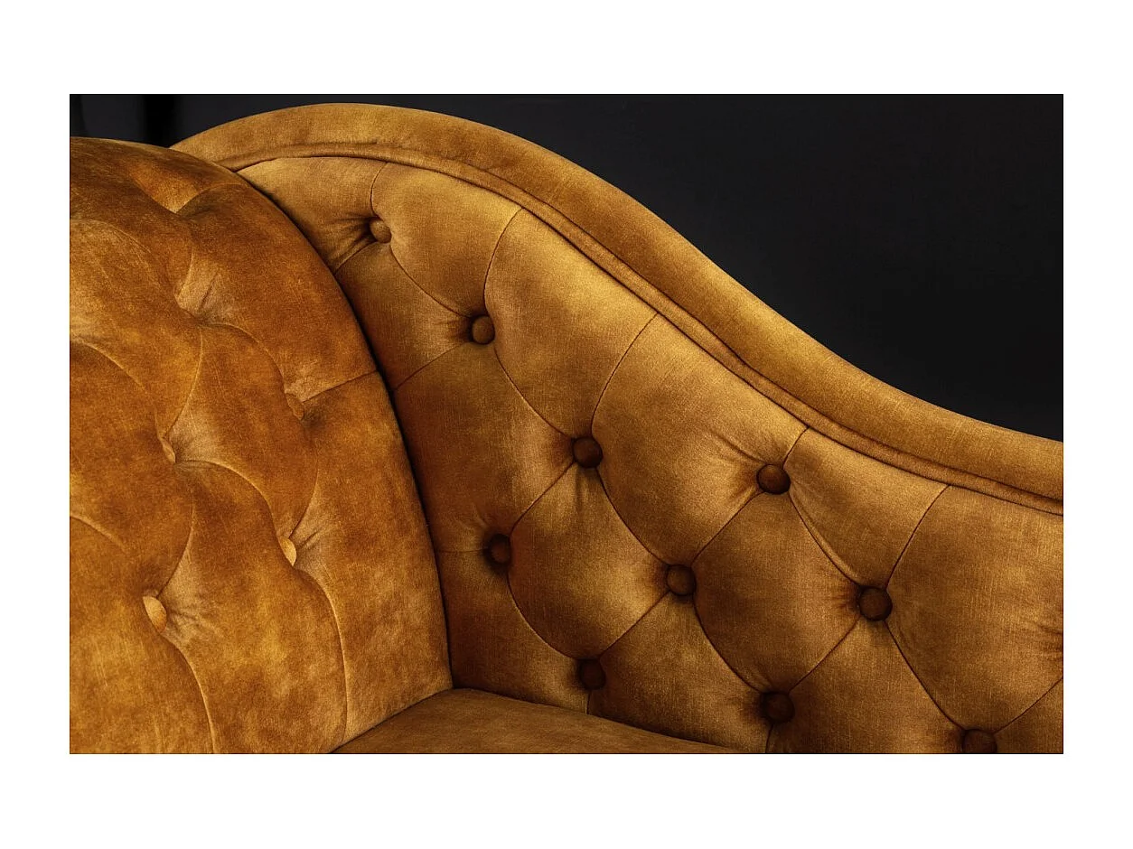 Méridienne EDGAR – Jaune moutarde – Velours style baroque