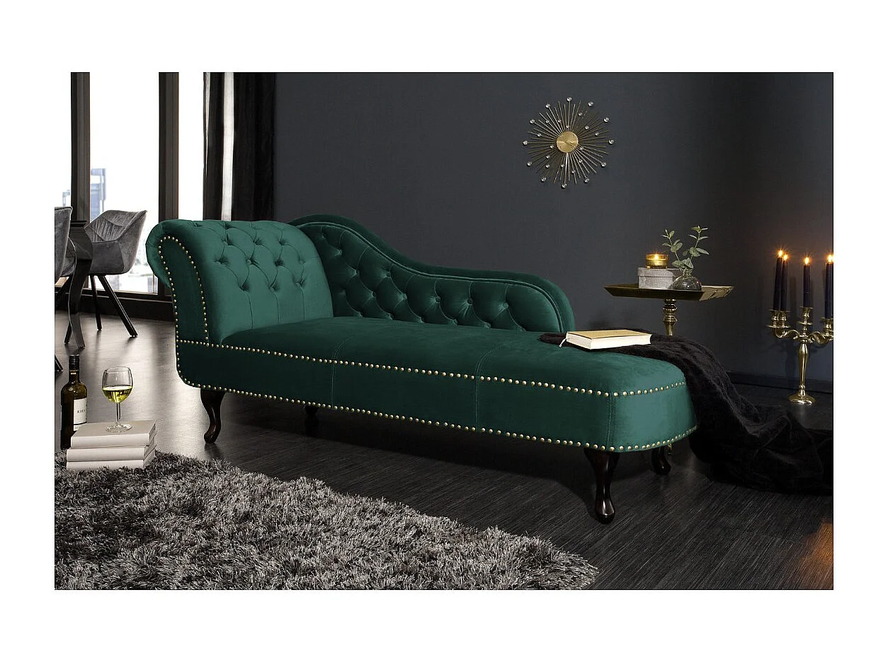 Méridienne EDGAR – Vert émeraude – Velours style baroque