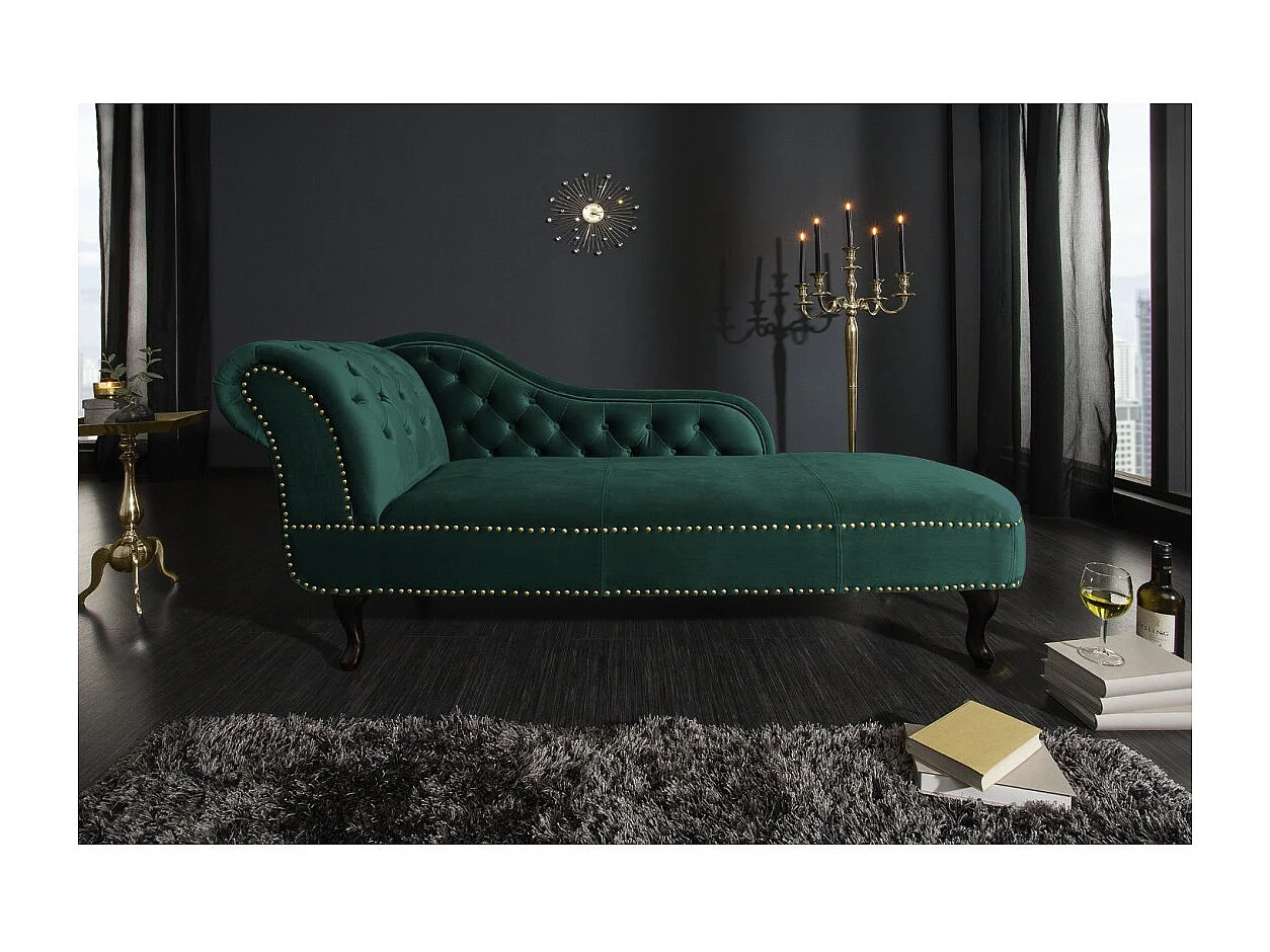 Méridienne EDGAR – Vert émeraude – Velours style baroque