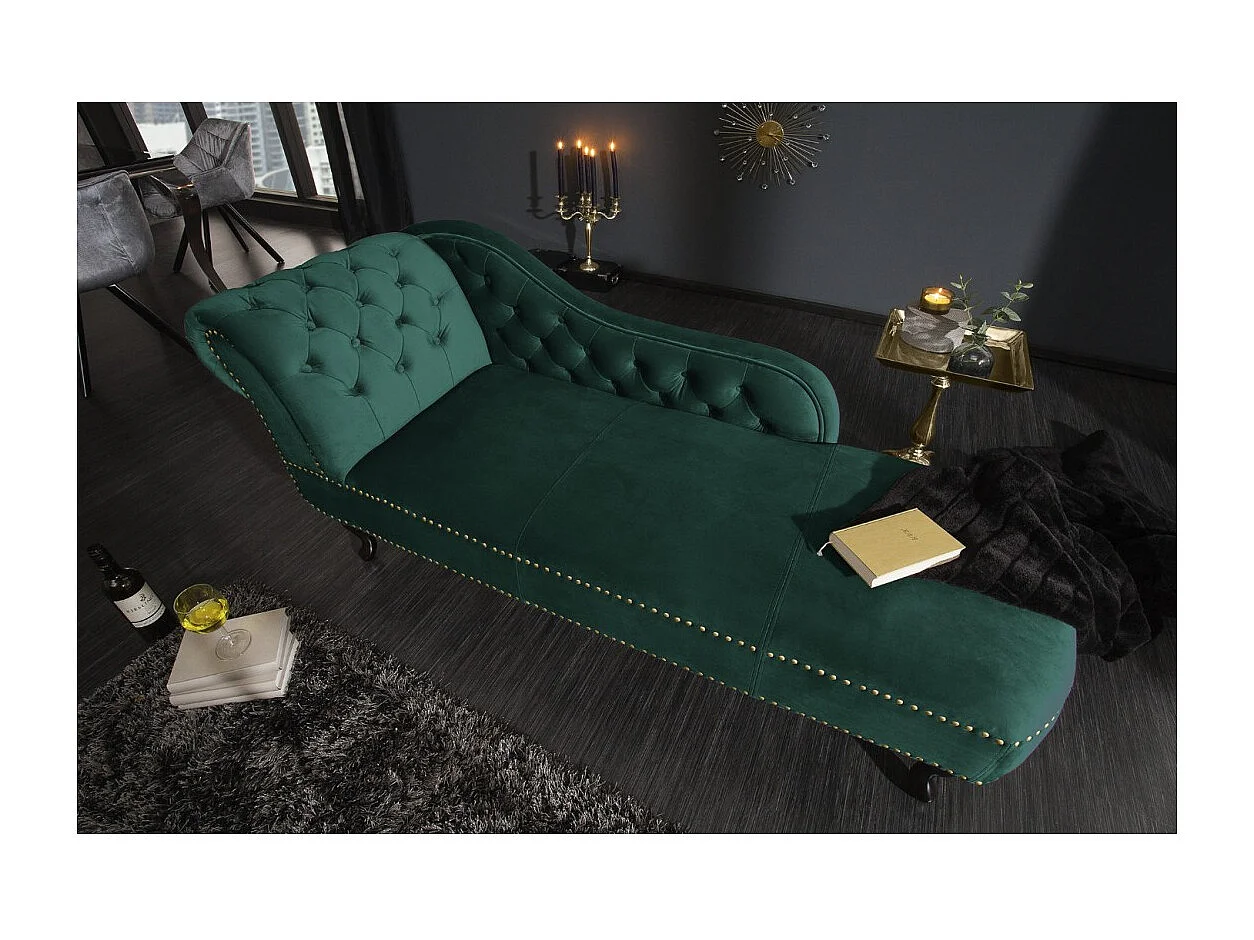 Méridienne EDGAR – Vert émeraude – Velours style baroque