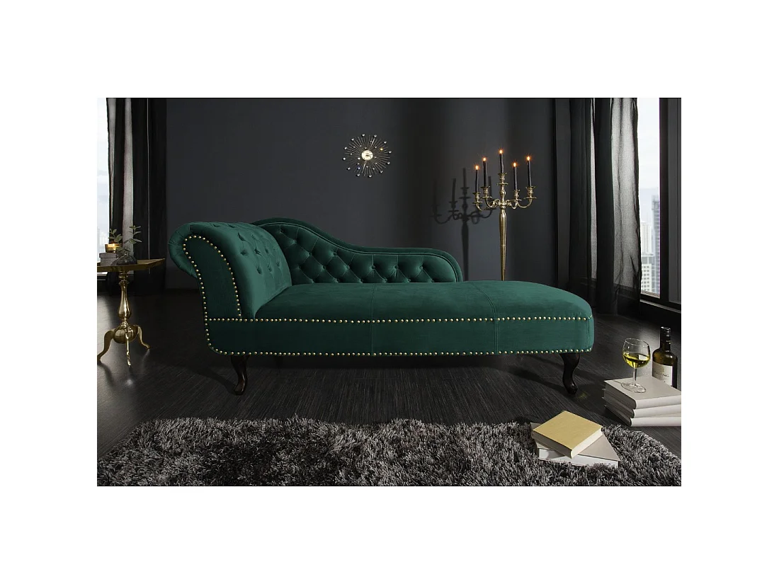 Méridienne EDGAR – Verde smeraldo – Velluto stile barocco