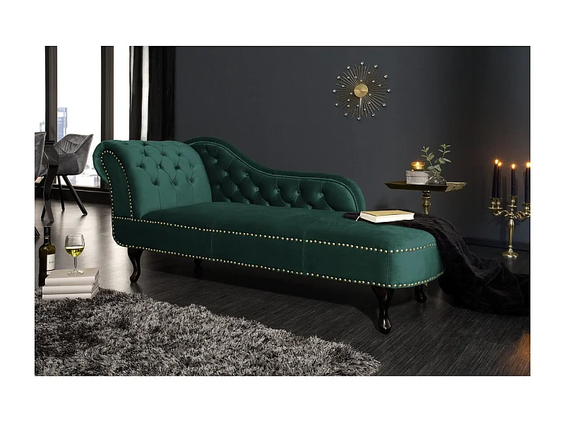 Méridienne EDGAR – Vert émeraude – Velours style baroque