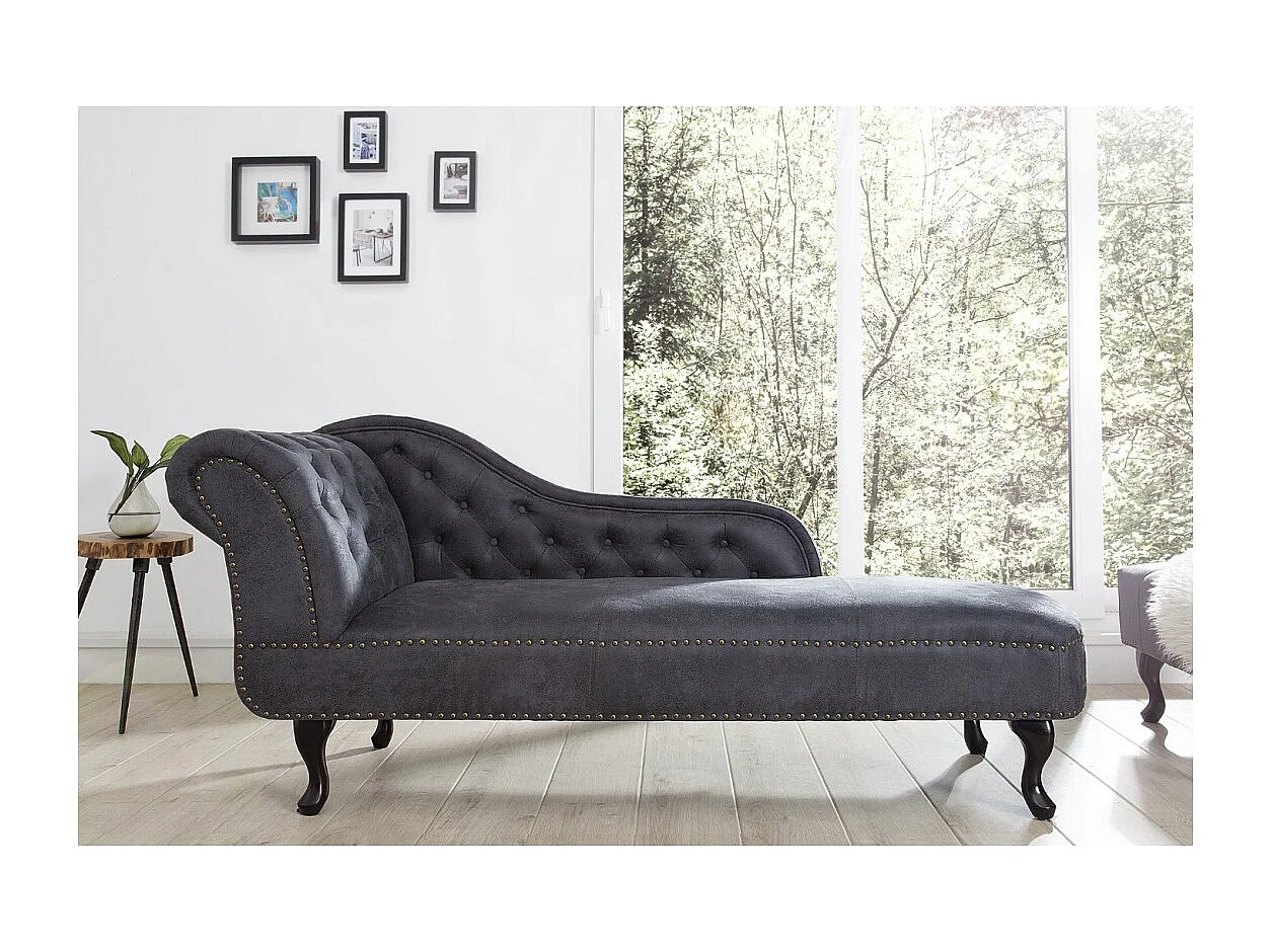 Méridienne EDGAR – Gris bleuté – Style baroque