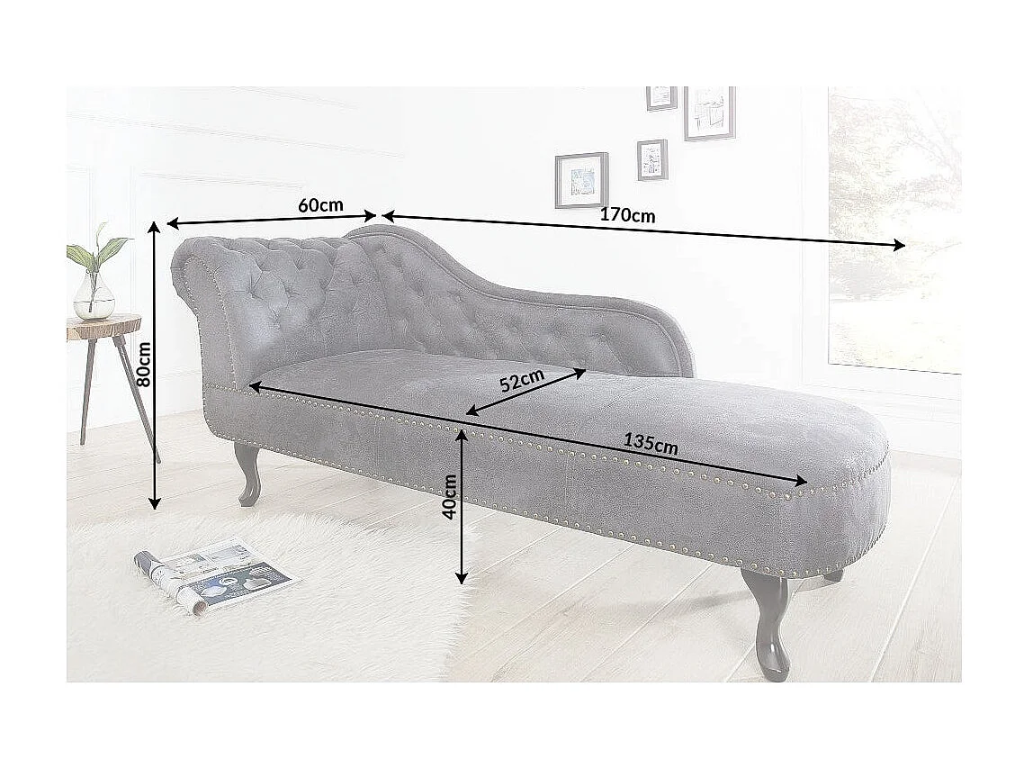 Méridienne EDGAR – Gris bleuté – Style baroque