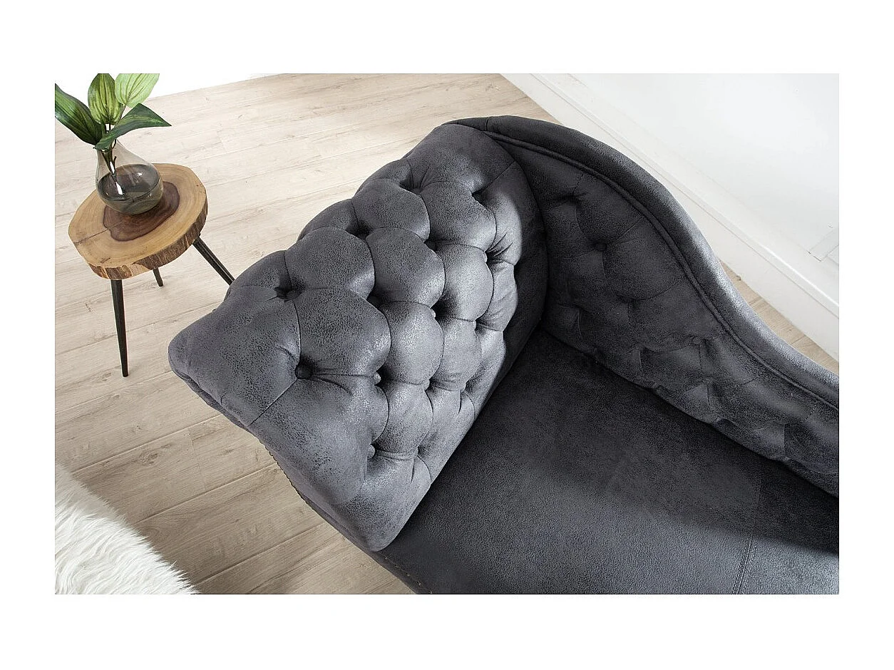 Méridienne EDGAR – Gris bleuté – Style baroque