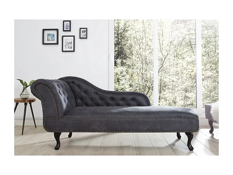 Méridienne EDGAR – Gris bleuté – Style baroque