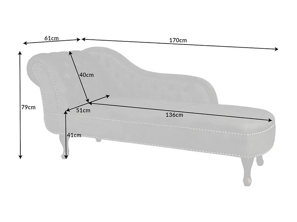 Méridienne EDGAR – Gris foncé – Velours style baroque