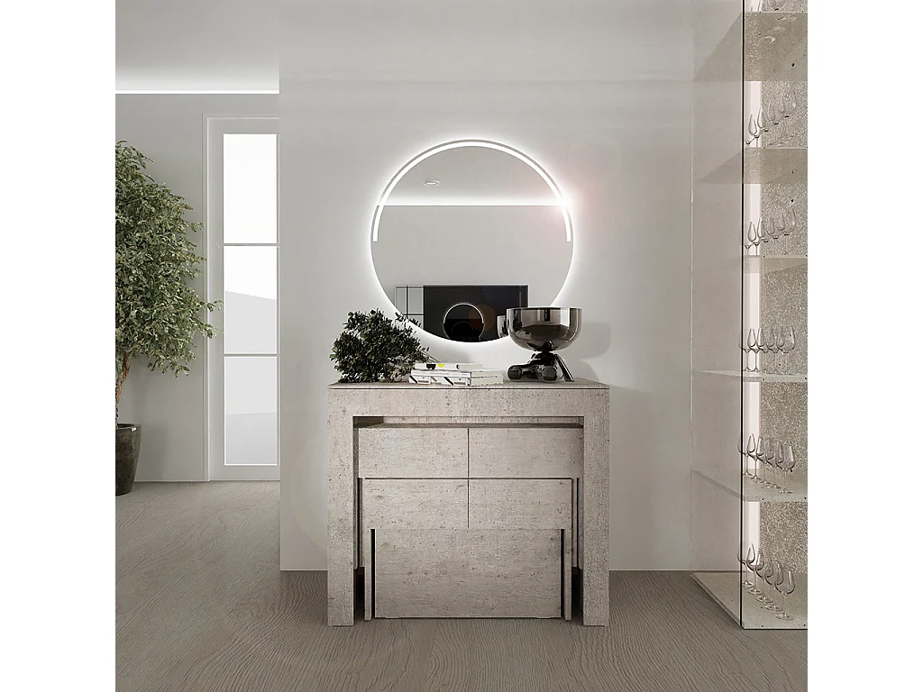 RAFFAELLA - Ensemble console avec deux bancs extensibles - Dimensions intégrées 51,6 x 90 x 75 cm Blance - Livraison gratuite