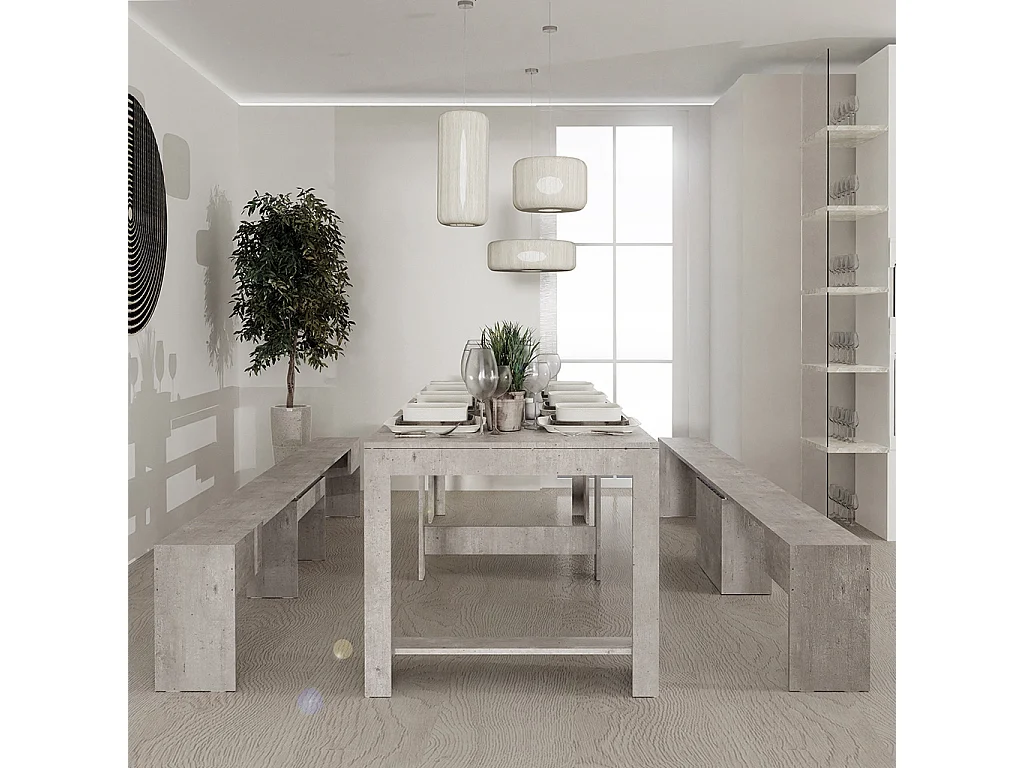 RAFFAELLA - Ensemble console avec deux bancs extensibles - Dimensions intégrées 51,6 x 90 x 75 cm Blance - Livraison gratuite