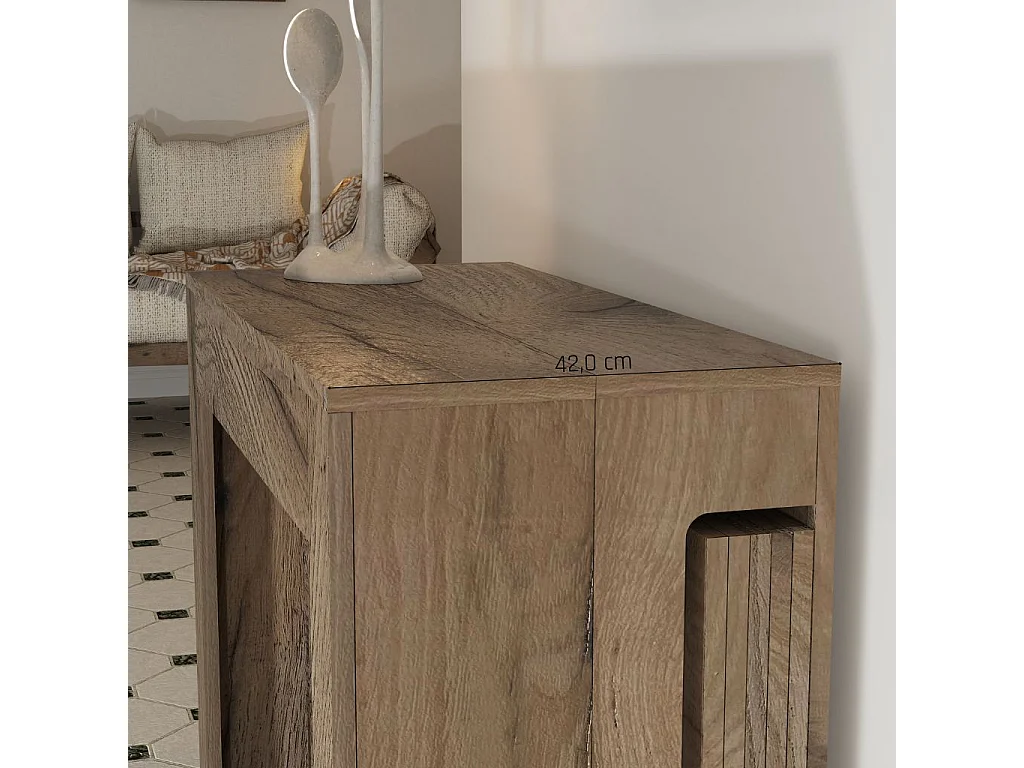 MAIRA - Ensemble console avec deux bancs extensibles - Dimensions intégrées 42 x 90 x 75 cm Anthracite - Livraison gratuite