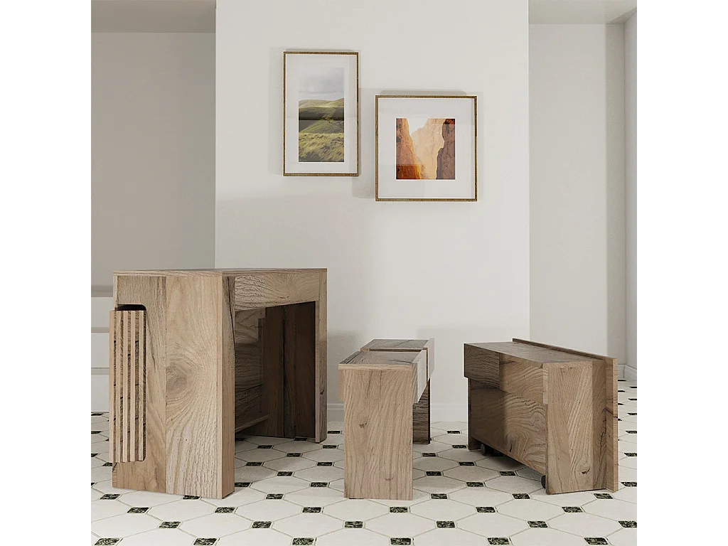 MAIRA - Ensemble console avec deux bancs extensibles - Dimensions intégrées 42 x 90 x 75 cm Anthracite - Livraison gratuite