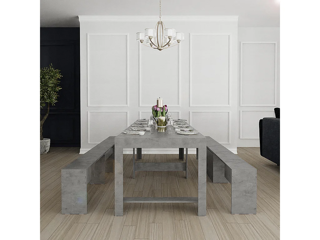 RAFFAELLA - Ensemble console avec deux bancs extensibles - Dimensions intégrées 51,6 x 90 x 75 cm Blance - Livraison gratuite
