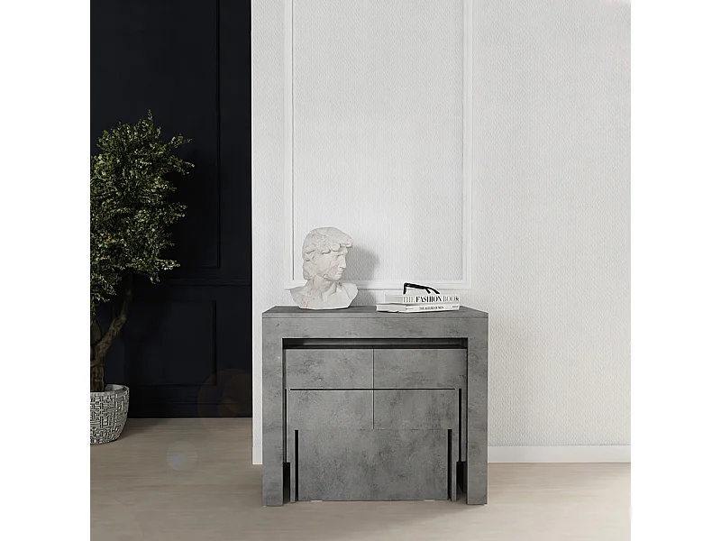 RAFFAELLA - Ensemble console avec deux bancs extensibles - Dimensions intégrées 51,6 x 90 x 75 cm Blance - Livraison gratuite