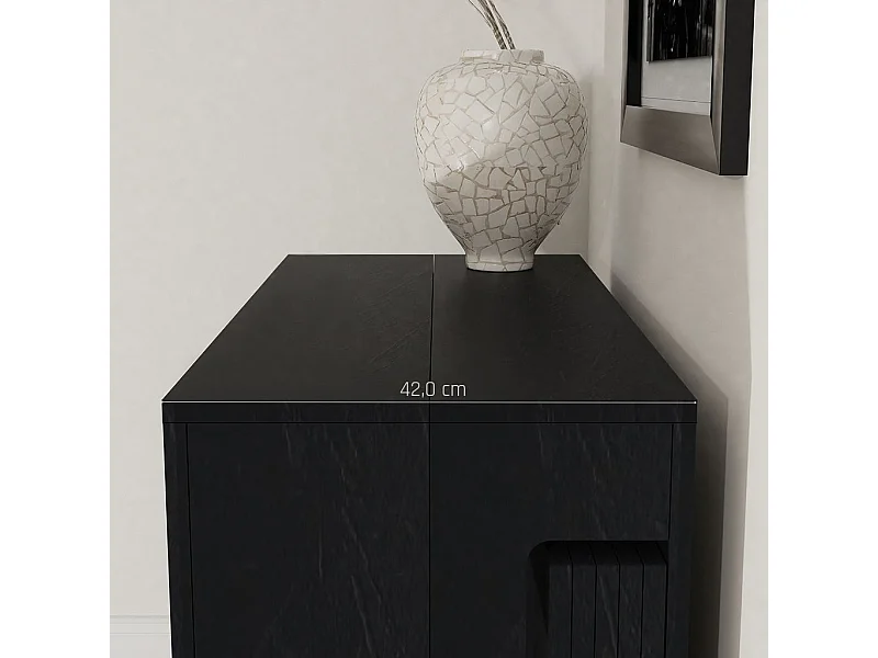 MAIRA - Ensemble console avec deux bancs extensibles - Dimensions intégrées 42 x 90 x 75 cm Anthracite - Livraison gratuite
