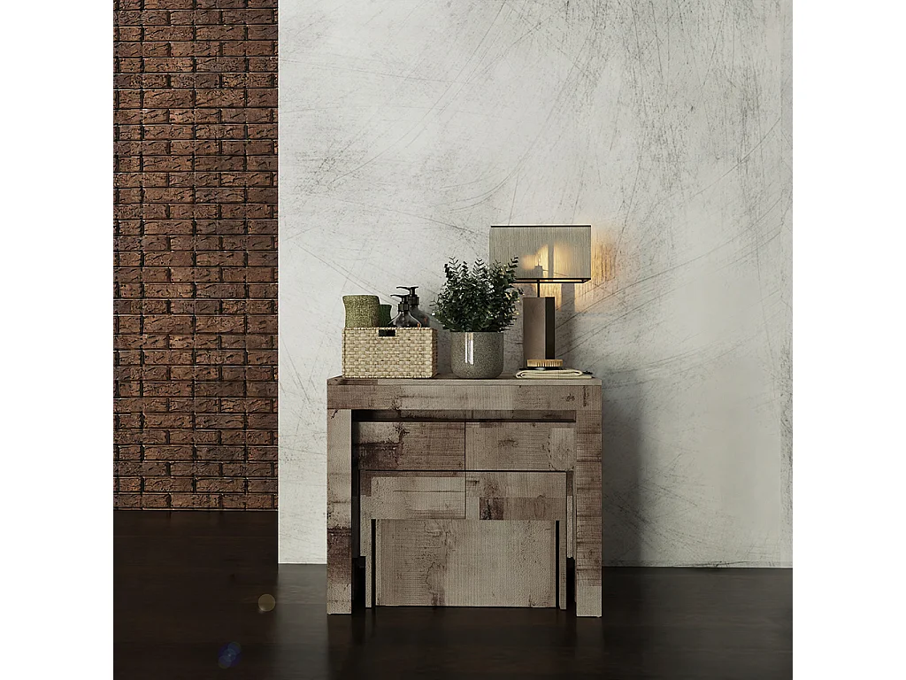 RAFFAELLA - Ensemble console avec deux bancs extensibles - Dimensions intégrées 51,6 x 90 x 75 cm Blance - Livraison gratuite
