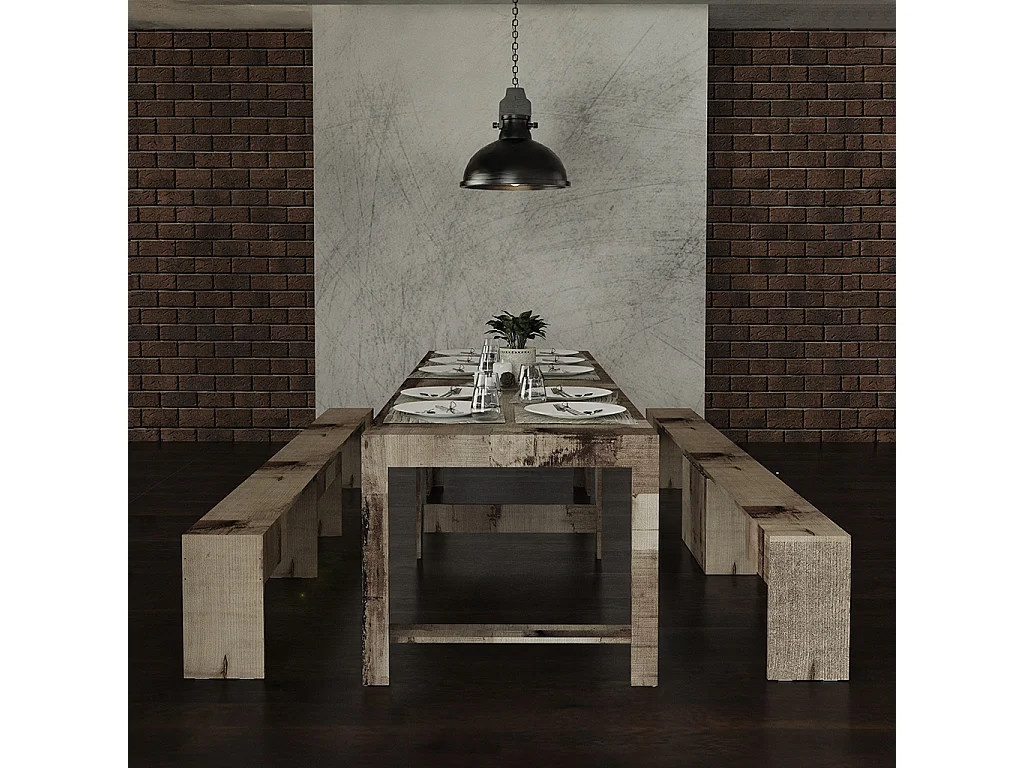 RAFFAELLA - Ensemble console avec deux bancs extensibles - Dimensions intégrées 51,6 x 90 x 75 cm Blance - Livraison gratuite
